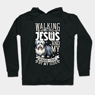 Jesus and dog - Bearded Collie Hoodie